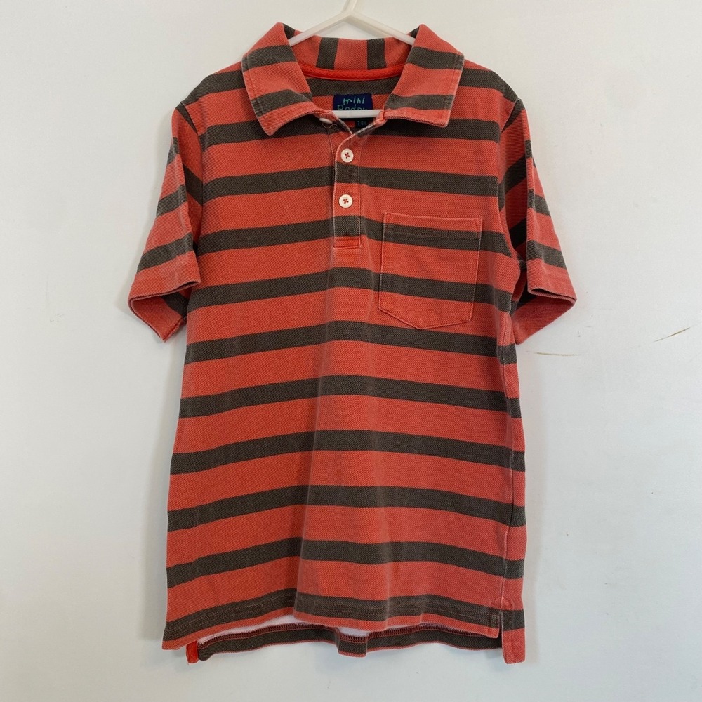 Mini Boden Boys Striped Polo Size 7-8Y Rugby Preppy Cotton Short Sleeve‎ Pocket